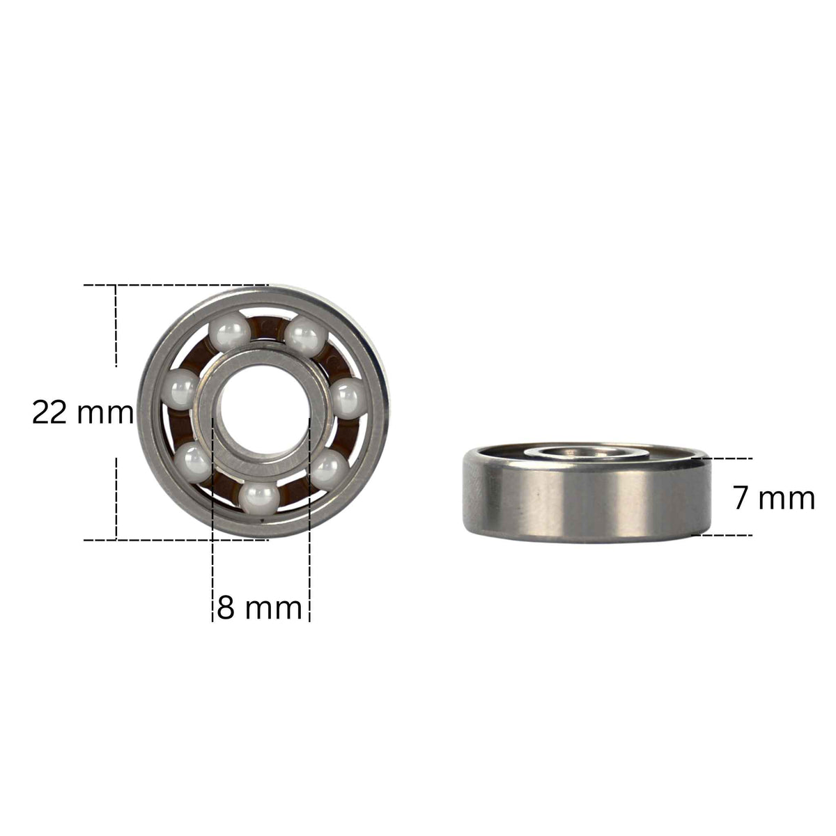 White Ceramic High Speed 8mm Bearings - JT Skate