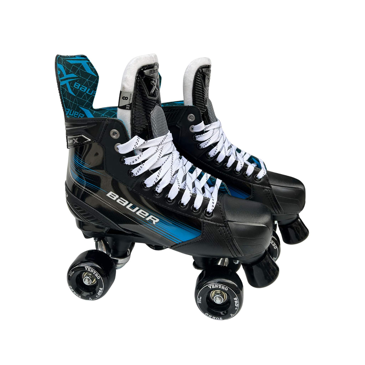 Bauer X Roller Skates with Carbon Fibre Insoles | Playmaker Plates & Ventro Wheels - JT Skate
