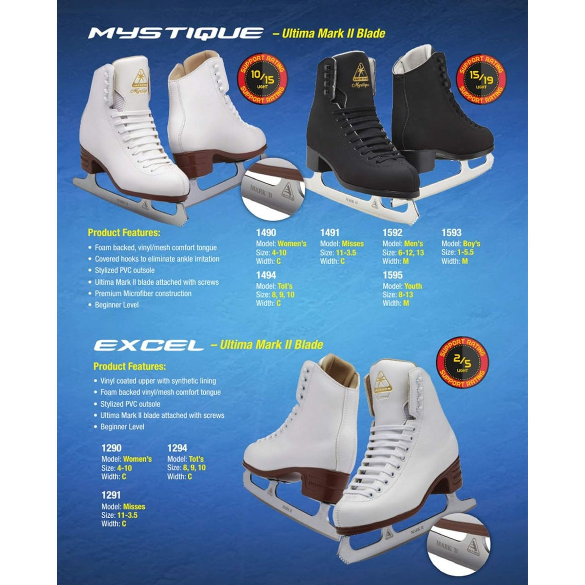 Jackson Ultima Excel JS1290 Figure Ice Skates - White - JT Skate