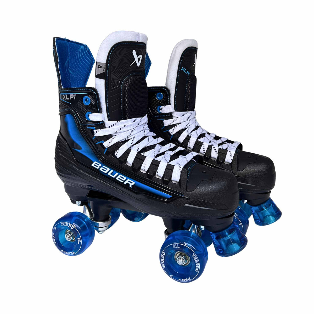New Bauer XLP 2.0 Roller Skates with Playmaker Plates Set & Ventro Wheels