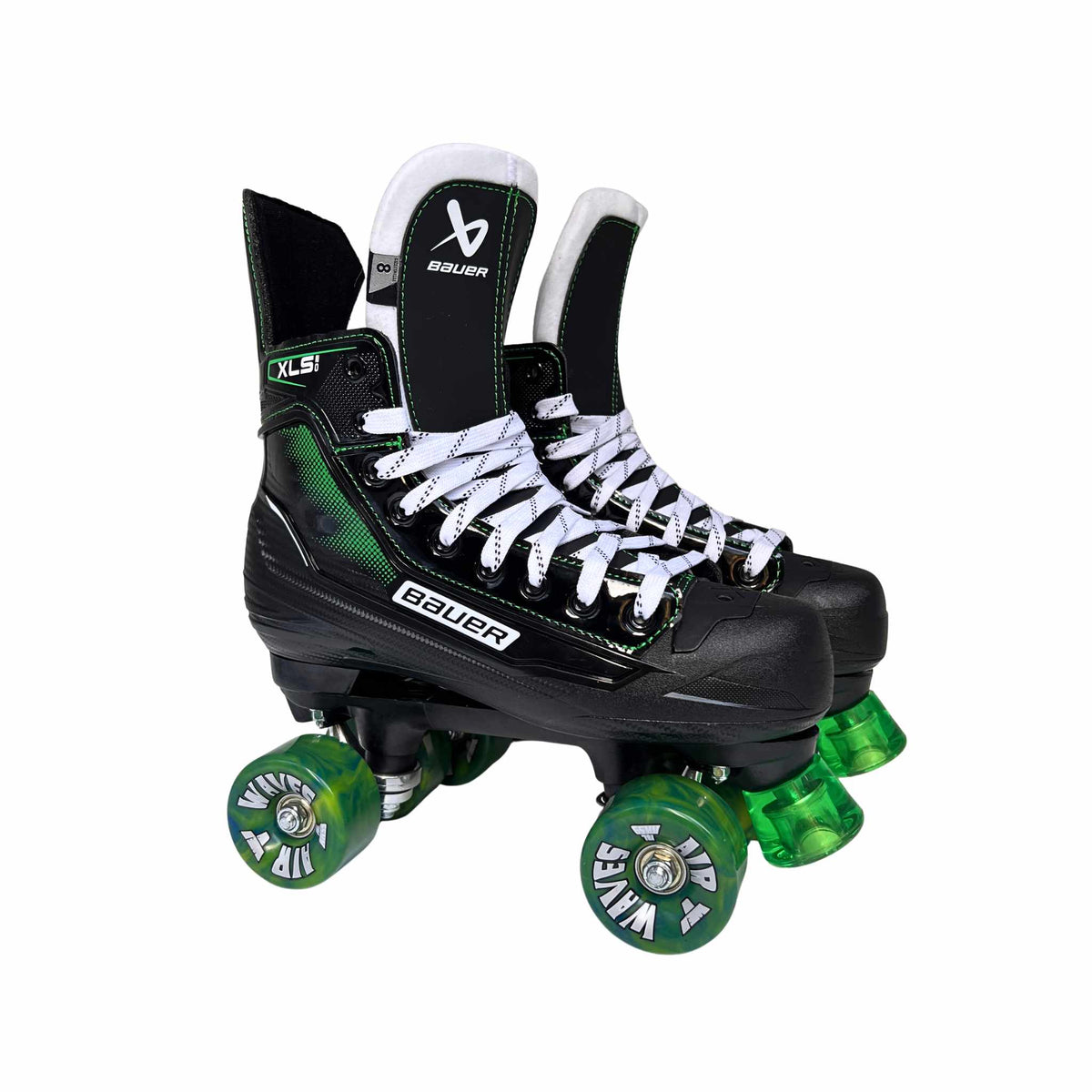 New Bauer XLS 2.0 Roller Skates with Playmaker Plates Set & Airwaves Wheels