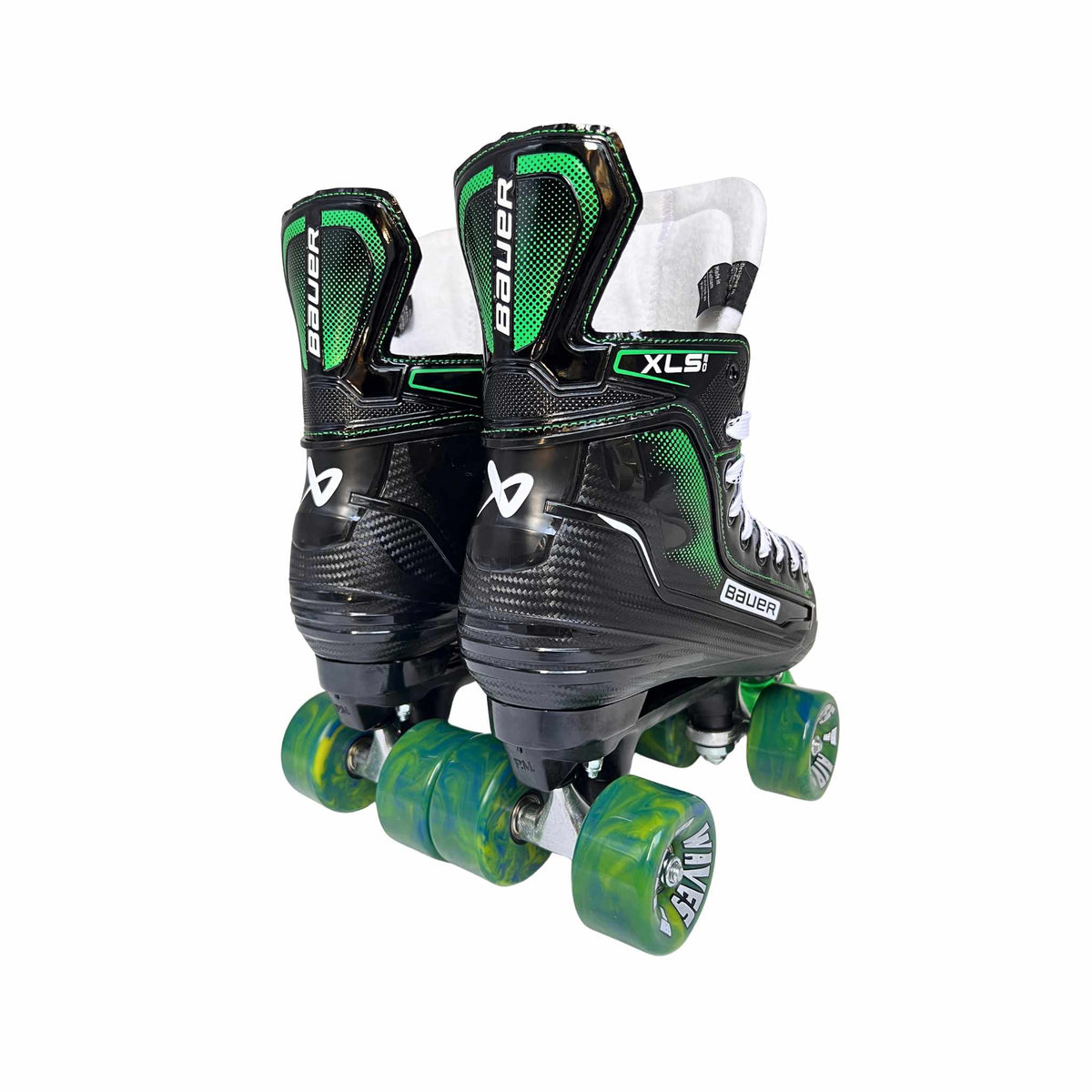 New Bauer XLS 2.0 Roller Skates with Playmaker Plates Set & Airwaves Wheels