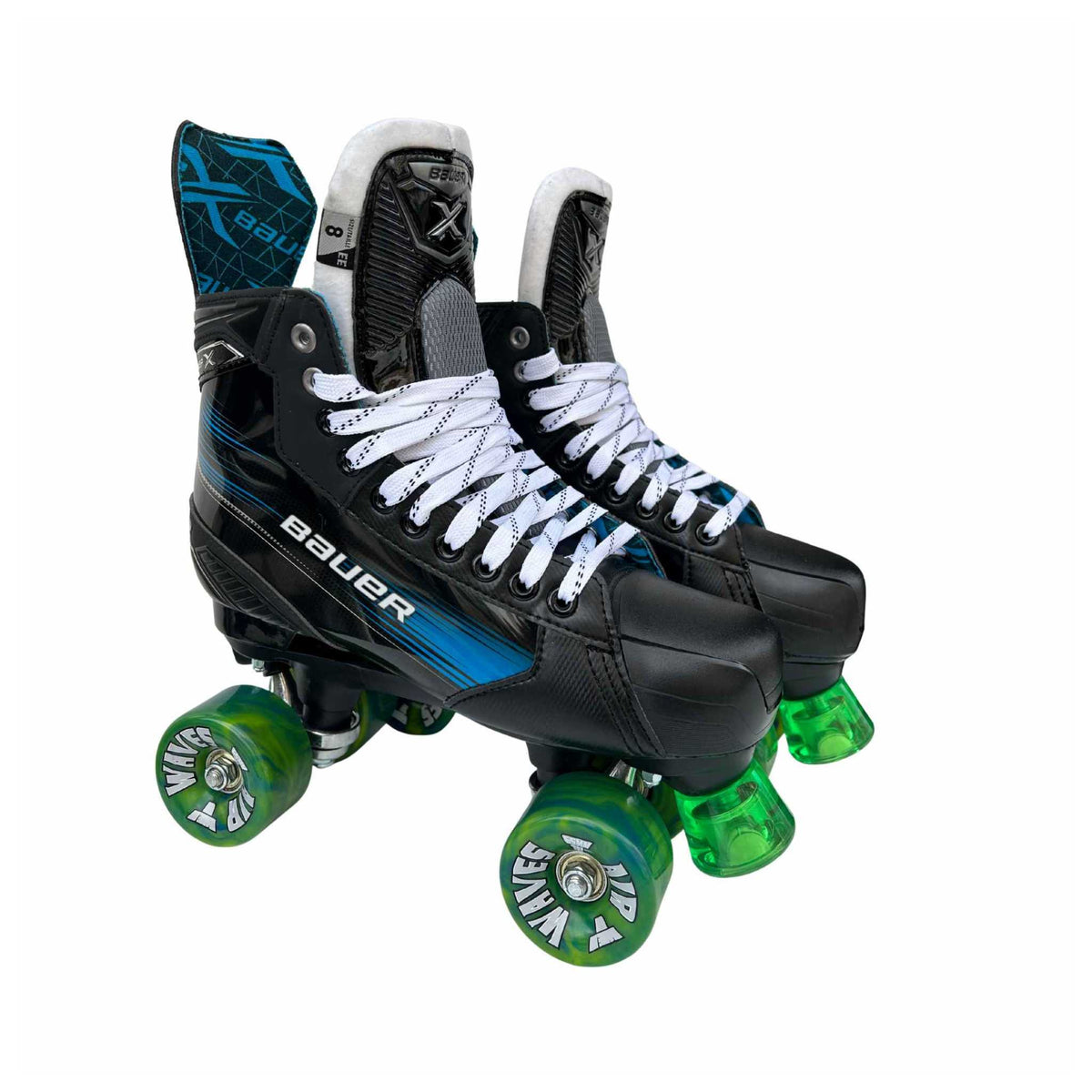 Bauer X Roller Skates with Carbon Fibre Insoles | Playmaker Plates & Air Waves Wheels - JT Skate