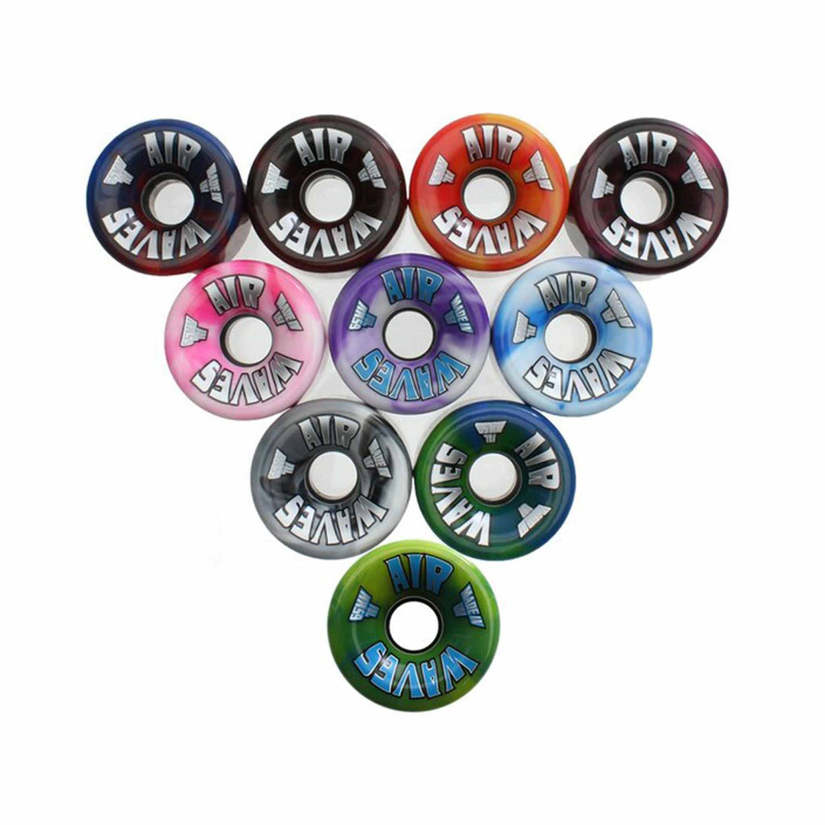 Air Waves Purple Swirl Wheels 65mm 78A - Set of 8 - Roller Skates Parts and Accessories | JT Skate